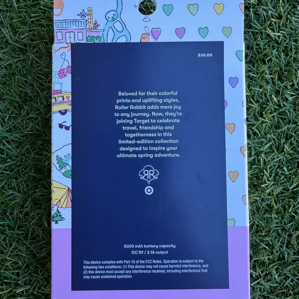 Roller Rabbit Multicolor Heart Pattern Power Bank - Picture 2 of 2